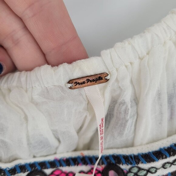 Free People Womens medium Aurura Embroidered cropped boho bubble silhouette top - Picture 4 of 11